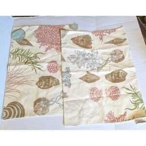 Pottery Barn Placemats 100% Cotton Set of 2 Seashells Beach Ocean Cloth 14x20